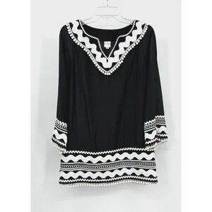 MILLY CABANA dress swim coverup retro pom poms beach cruise island black 8